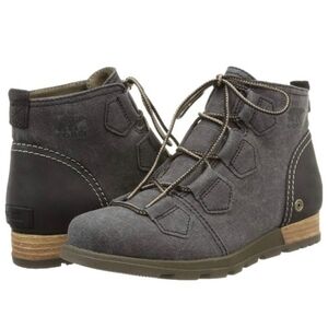 SOREL MAJOR LOW LACE UP ANKLE BOOTS. GRAY/ BLACK. SIZE:7